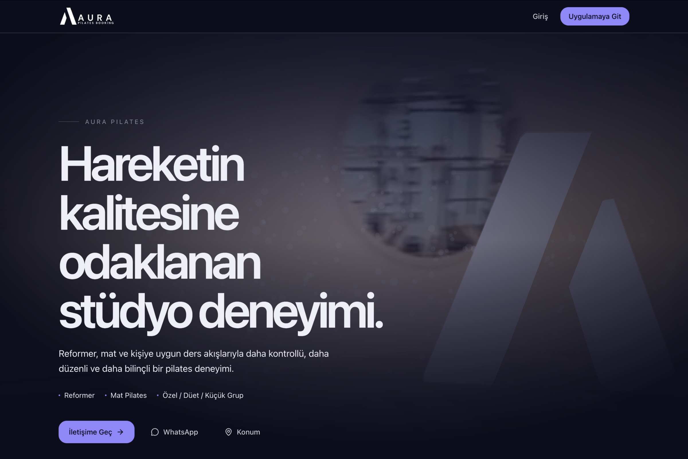 Aura Pilates landing page